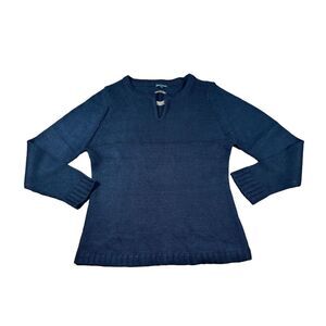 Carol Rose black Knit Sweater wooden Ring Detail Women's‎ XL Pullover